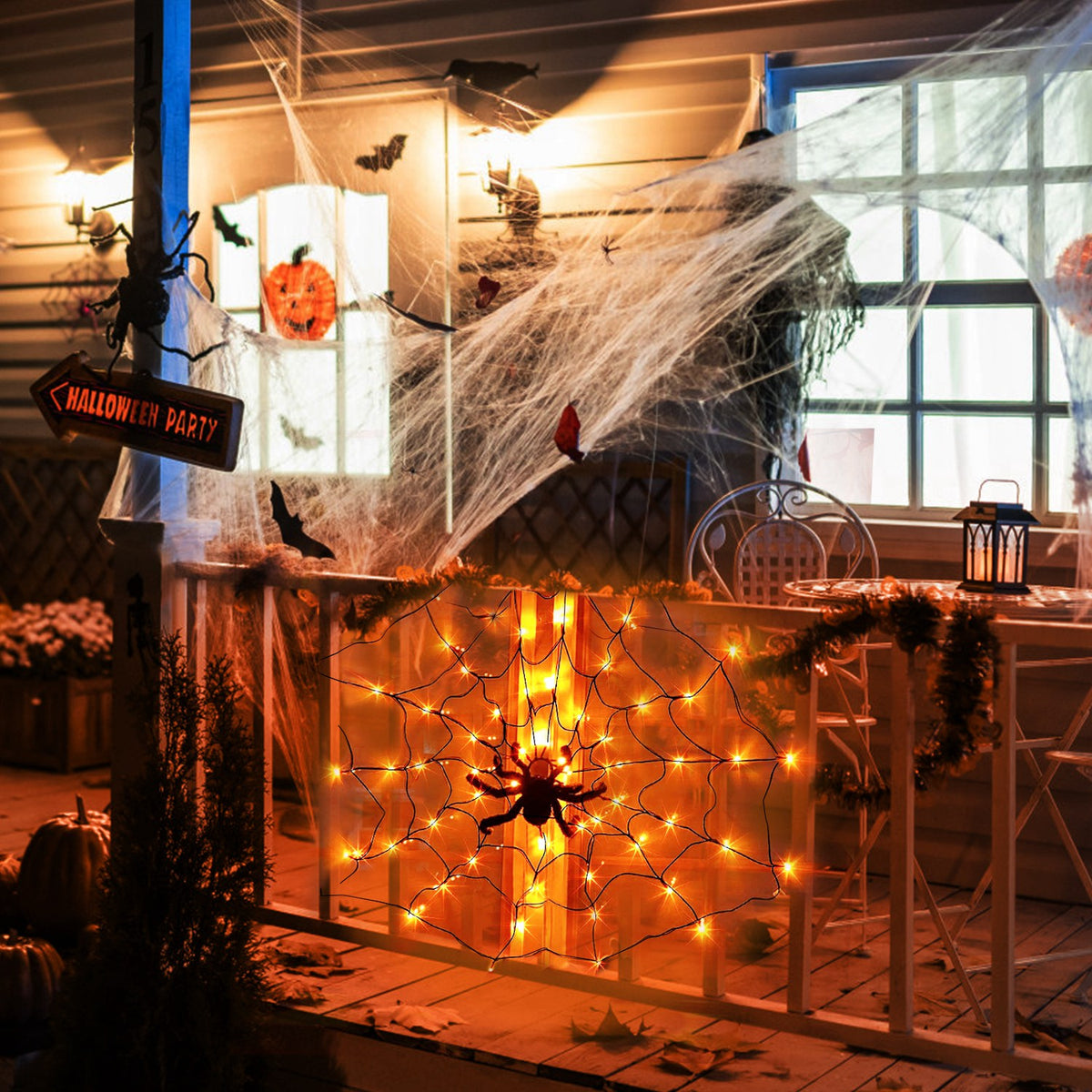 Battery box and hanging hardware included with the spider web light