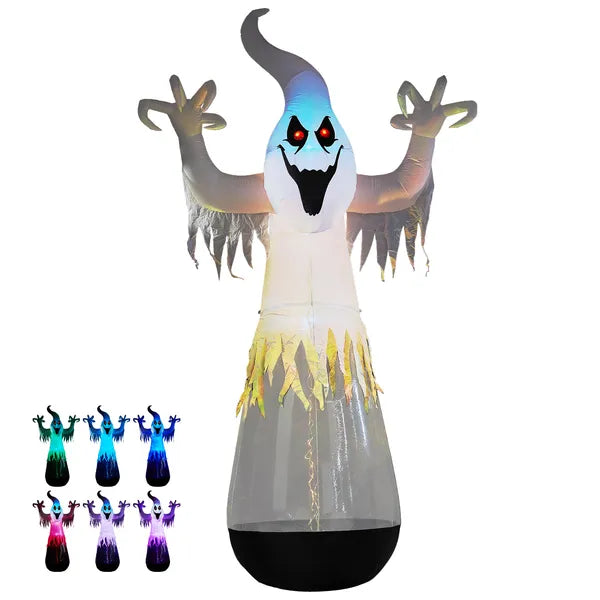 Scale comparison of the 12FT inflatable ghost next to a person