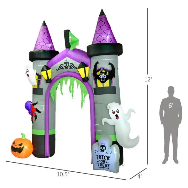 Inflatable Halloween arch decorated with pumpkins and ghosts
